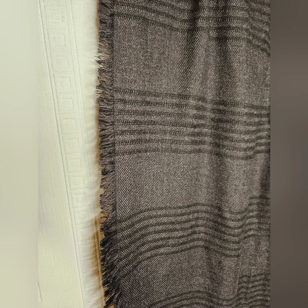 INC International Concepts Graphite Gray Brown Striped Rectangular Scarf 24 x 74